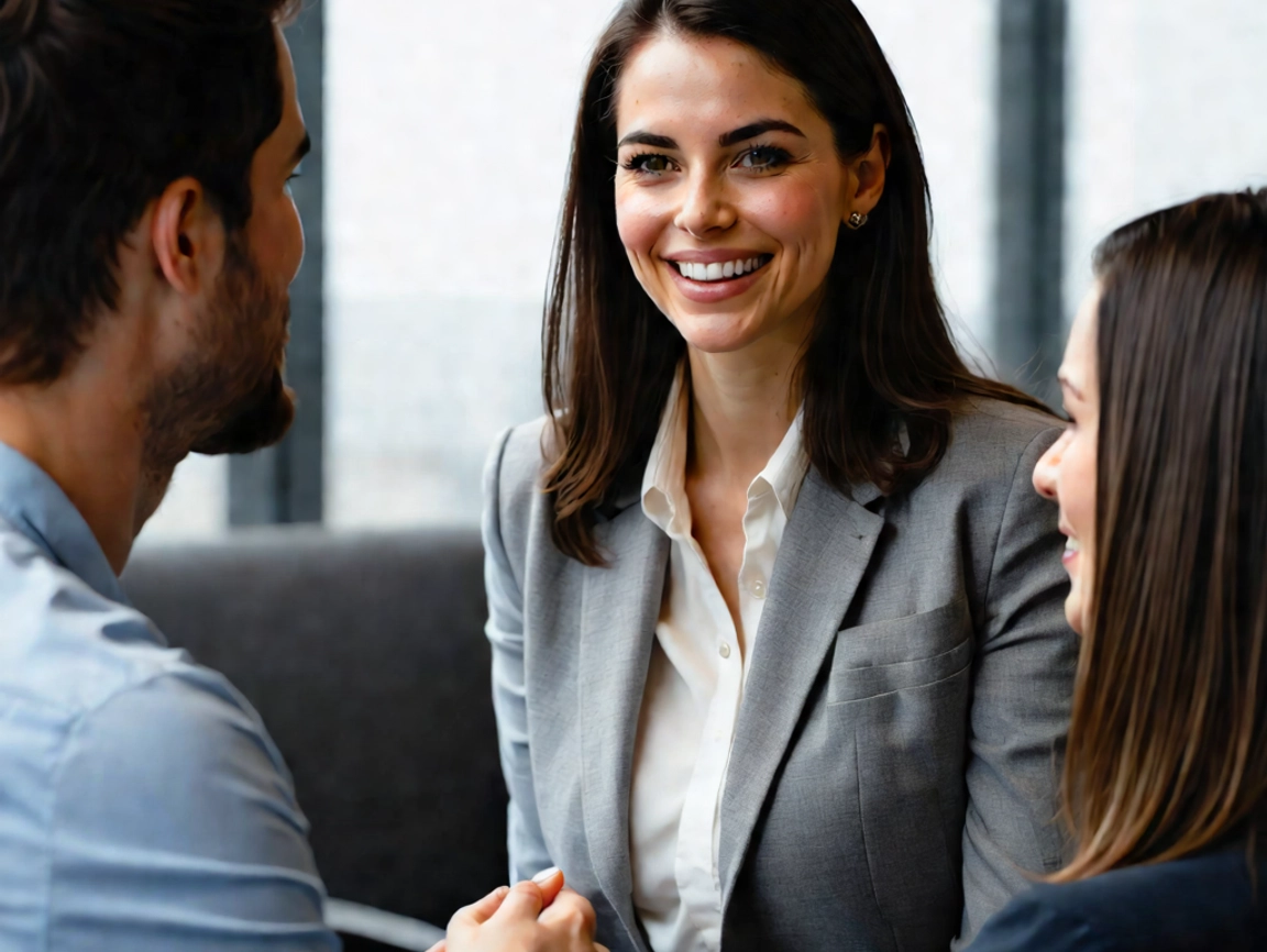 Business meeting with handshake and smiles